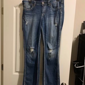 Silver Twisted Boot Cut Jeans